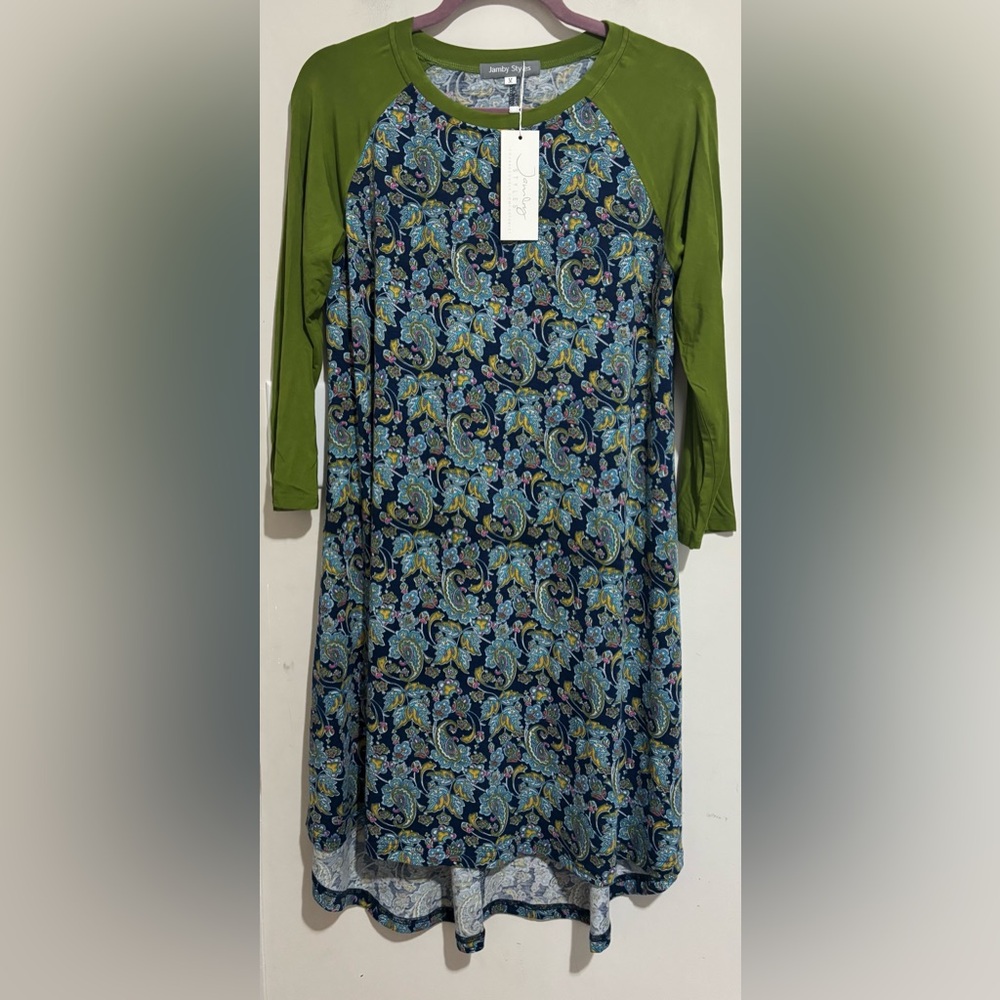 Jamby Styles Green Paisley Patterned Dress